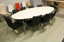 Konferensbord ellips vitt/krom